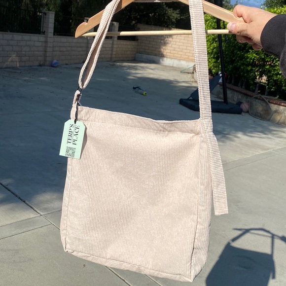 Corduroy Shoulder Bag Handbag Purse Shopping Reusable Large Shopper Tote - Picture 2 of 14